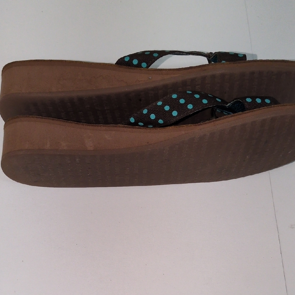Yellow Box Black and Teal Polka Dot Sandals - Picture 8 of 14
